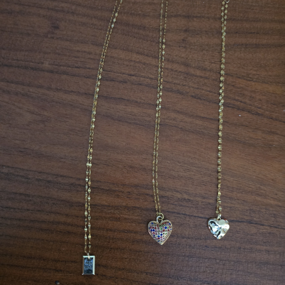 Elegant Gold Heart 3 Units Pendant Necklaces